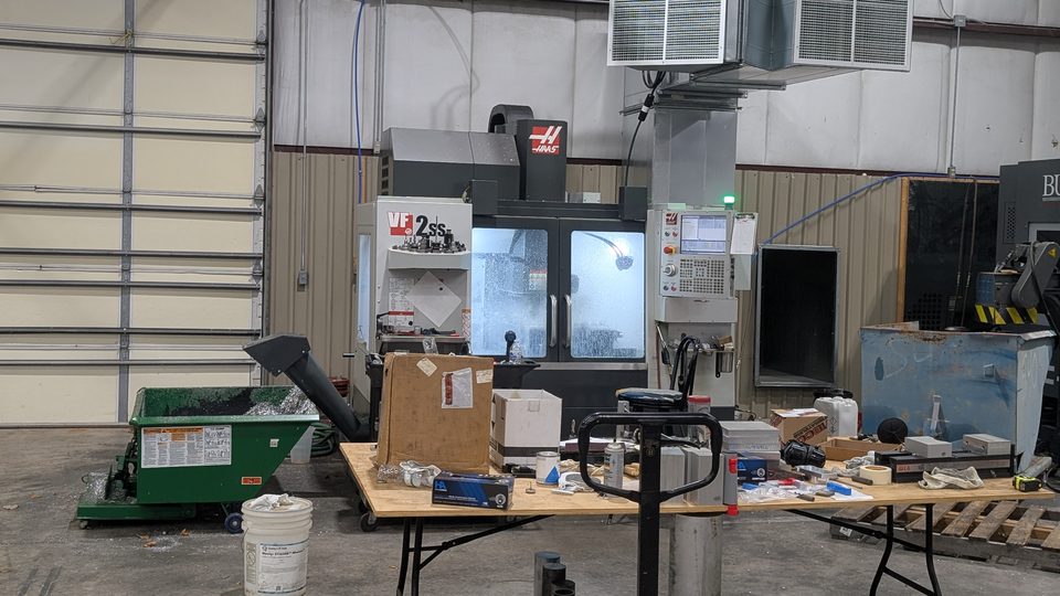 Haas VF-2SS vertical CNC machining center inside the City Diesel machine shop